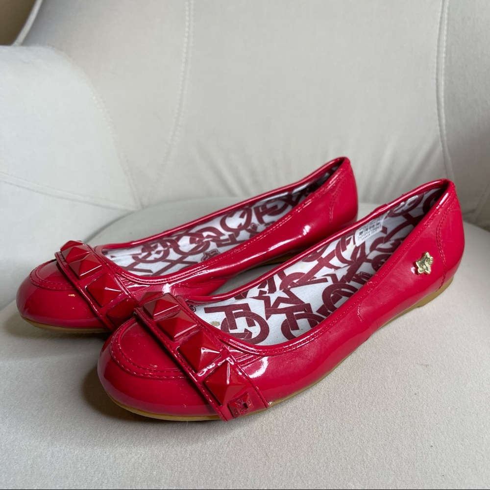 Vintage Fox Racing Shoes Flats Slip On Patent Red Studded Detail Women’s 7.5